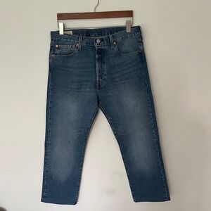 Levis Premium 501 ST Mens Straight Leg Blue Denim Jeans W34 L32 Button Fly
